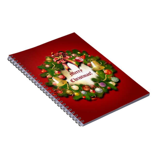 Personalizable Xmas Wreath Spiral Notebook (Right Side)