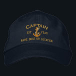 Personalizable YEAR and Names Captain Rope Anchor Embroidered Hat<br><div class="desc">Easily Make Your Own custom embroidered nautical hat in the style that suits your project. Try a few of your favourite names and see your unique creation come to life. Use the "Ask this Designer" link to contact us with your special design requests or for some assistance with any of...</div>
