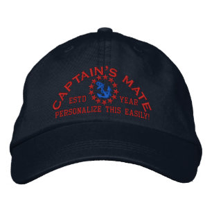 Personalizable YEAR and Names Captain's Mate Embroidered Hat