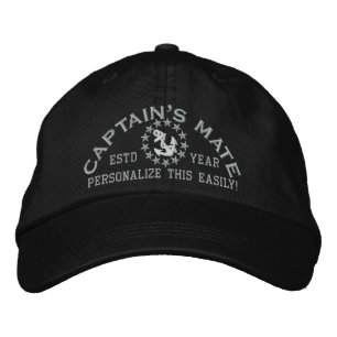 Personalizable YEAR and Names Captain's Mate Embroidered Hat
