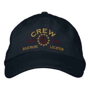 Personalizable YEAR and Names Crew Yacht Flag Embroidered Hat