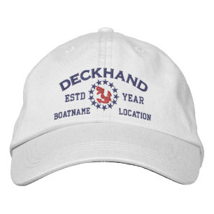 Personalizable YEAR and Names Deckhand Yacht Flag Embroidered Hat