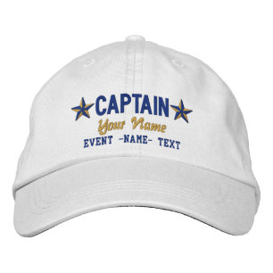 Personalizable Your Name Captain Stars Embroidery Embroidered Hat