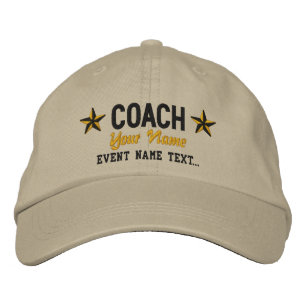 Personalizable Your Name COACH Stars Embroidery Embroidered Hat