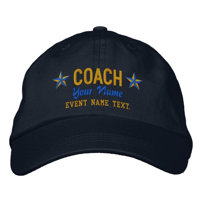 Personalizable Your Name COACH Stars Embroidery Embroidered Hat (Front)