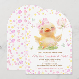 Personalizadas Primer Cumpleaños Niña Con Patito Invitation
