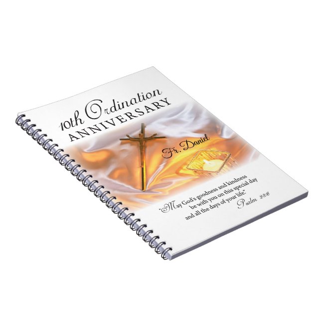 Personalize, 10th Ordination Anniversary, Cross Notebook (Right Side)