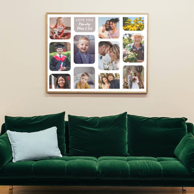 Personalize 11 Photos Modern Chic Elegant Love You Poster (Creator Uploaded)