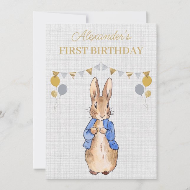 Personalize 1st Birthday Peter the Rabbit Invitati Invitation (Front)