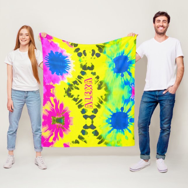 PERSONALIZE ABSTRACT DESIGN TIE-DYE  FLEECE BLANKET (In Situ)