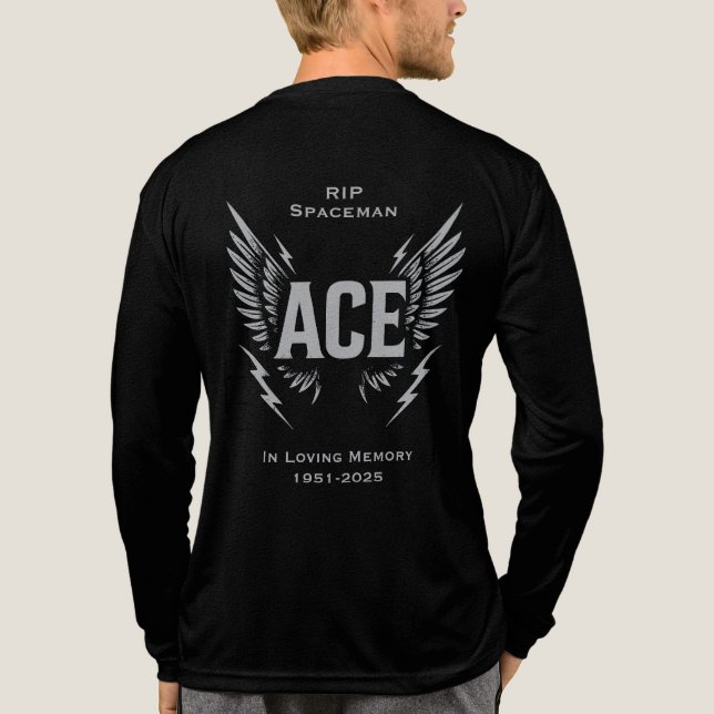 Personalize Ace Spaceman RIP Memorial Remembrance  Tri-Blend Shirt (Back)