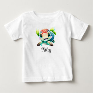 Personalize Baby Kids Child Sea Turtle Watercolor T-Shirt