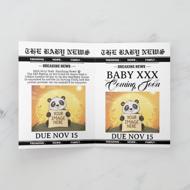 Personalize Baby News Paper Magazine Announcement  (Inside)