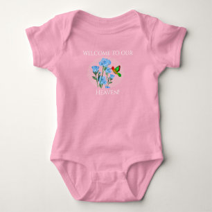 Personalize Baby’s One=Piece Floral Hummingbird Baby Bodysuit