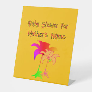 Personalize Baby Shower Floral Pedestal Sign