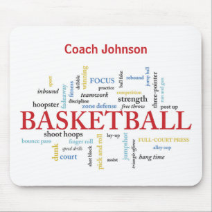 Personalize Basketball Coach Thank You in Words Mouse Pad