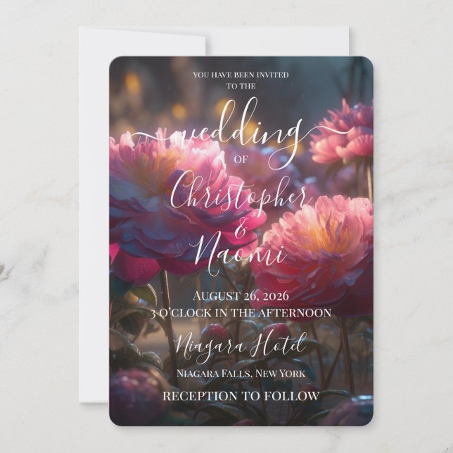 PERSONALIZE: Beautiful Vibrant Ethereal Flowers Invitation (Front)