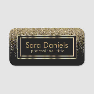 Personalize Black and Gold Business Name Tag