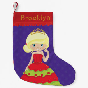 Personalize Blonde Christmas Princess Small Christmas Stocking