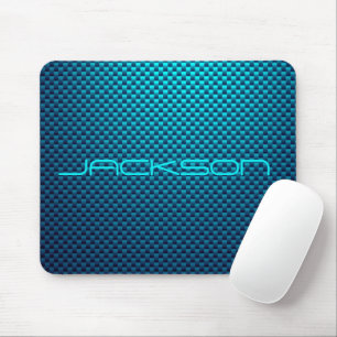 Personalize Blue carbon fiber patterned Mouse Pad