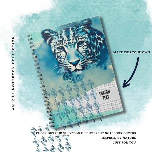 PERSONALIZE Blue Leopard Notebook Journal (Creator Uploaded)
