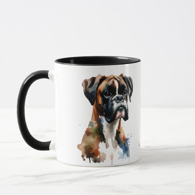 Personalize Boxer Watercolor Cute Mug (Left)