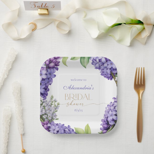 Personalize Bridal Shower Lavender Hydrangeas Paper Plate (Wedding)