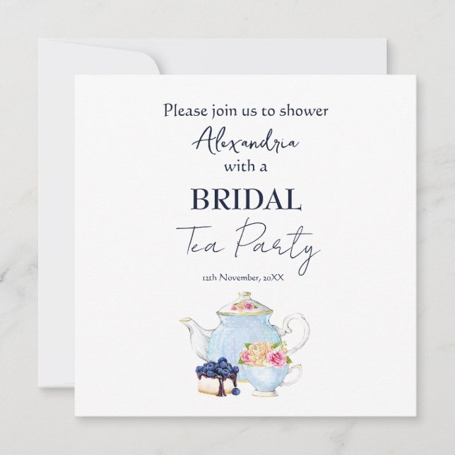 Personalize Bridal Shower Tea Party Invitation (Front)