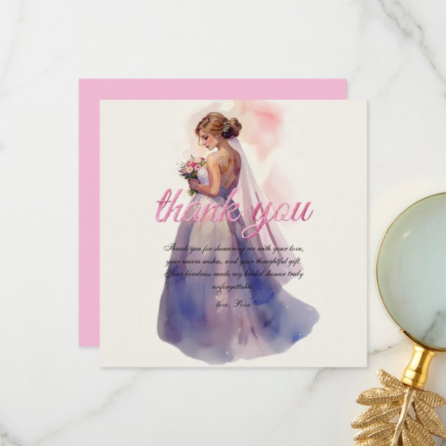 Personalize Bridal Shower Thank you Card (Front/Back In Situ)