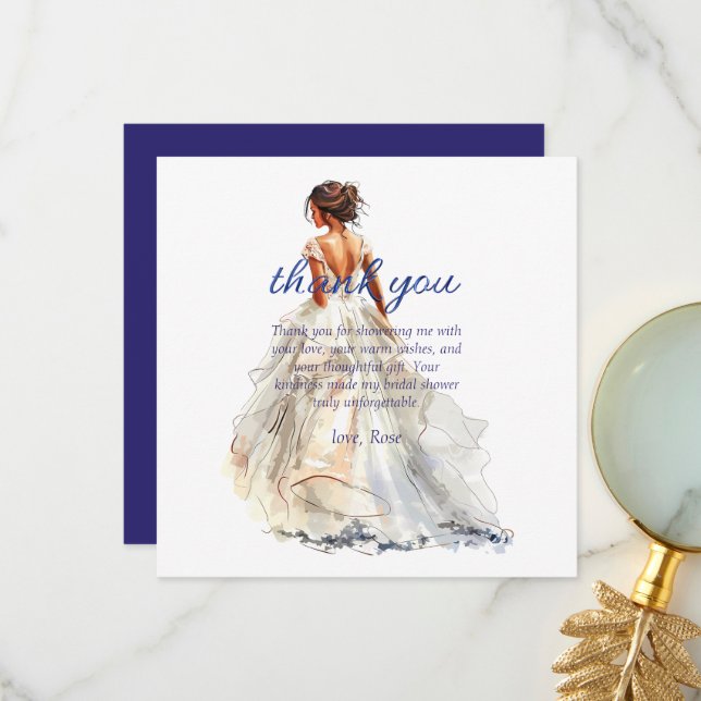 Personalize Bridal Shower Thank you Card (Front/Back In Situ)