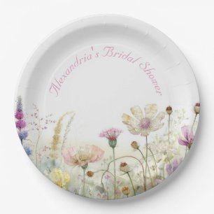 Personalize Bridal Shower Wild flowers Paper Plate