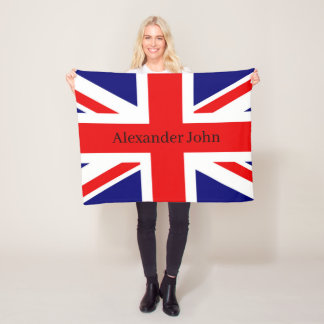 Personalize British National Flag - Union Jack  Fleece Blanket