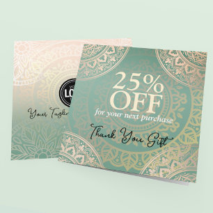 Personalize Business Logo Elegant Green Yoga Discount Card