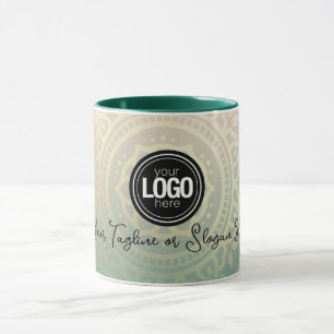 Personalize Business Logo Elegant Green Yoga Mug