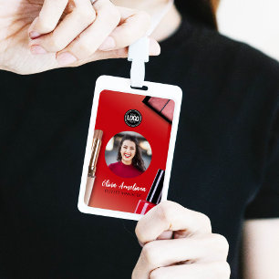 Personalize Business   Modern Makeup Company ID Badge