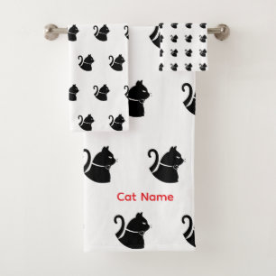 Personalize Cat Lovers Gift Bath Towel Set