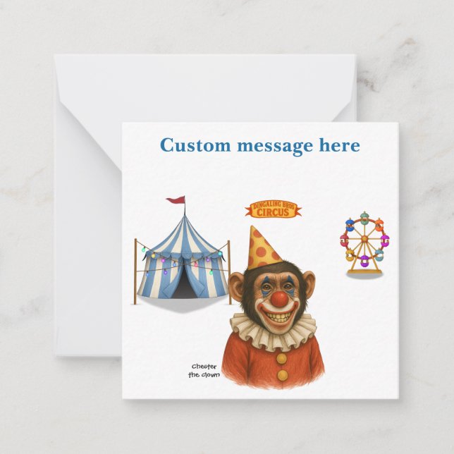 Personalize: Chester the chimp clown Card (Front)