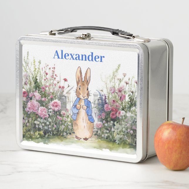 Personalize Child's Name Peter the Rabbit Metal Lunch Box (In Situ)