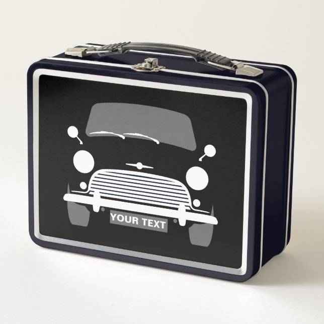 Personalize CLASSIC BRITISH MINI CAR & UNION JACK  Metal Lunch Box (Front)