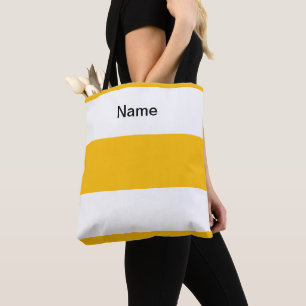 Personalize Classic Lemon Yellow + White Stripes Tote Bag