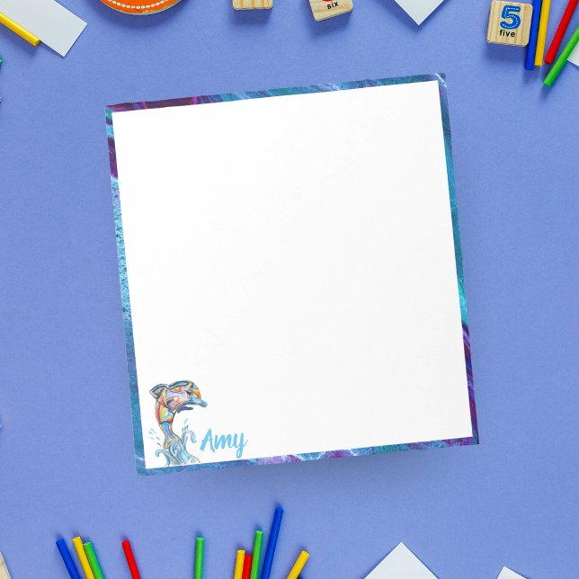 Personalize Color Pencil Dolphin Jumping Notepad (Creator Uploaded)