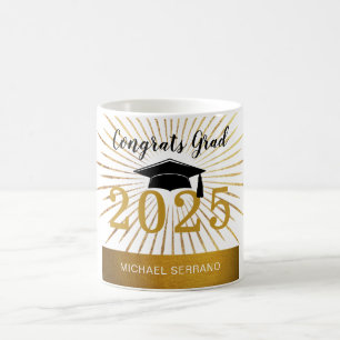 Personalize Congrats Grad Gold Foil Class of 2025 Coffee Mug