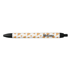 Personalize Cool fun pizza slices pattern white Black Ink Pen
