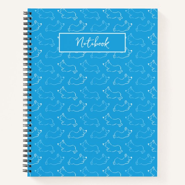 Personalize Corgi Hand-Drawn Doodle Teal Notebook (Front)