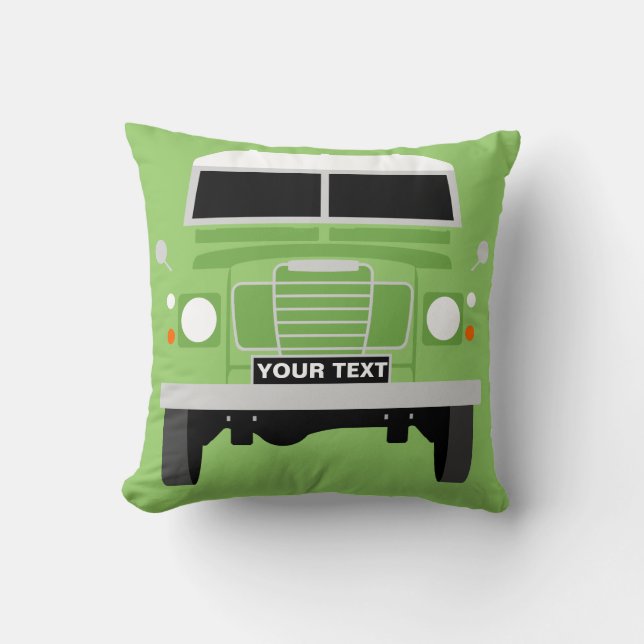 Personalize custom green Land Rover Series 3 Cushion (Front)