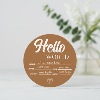 Personalize Custom Hello World Baby Sign Template