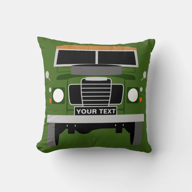 Personalize custom olive green Land Rover Series 3 Cushion (Front)