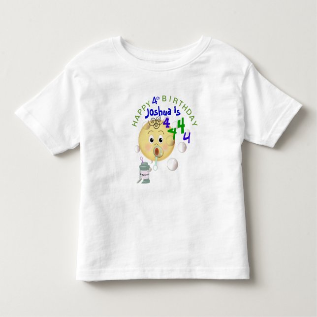 PERSONALIZE Cute Bubbles Happy Birthday for Boy Toddler T-Shirt (Front)