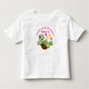 PERSONALIZE Cute Turtle Happy Birthday for Girl Toddler T-Shirt