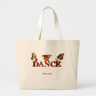 Personalize Dance sign with butterflies Large Tote Bag